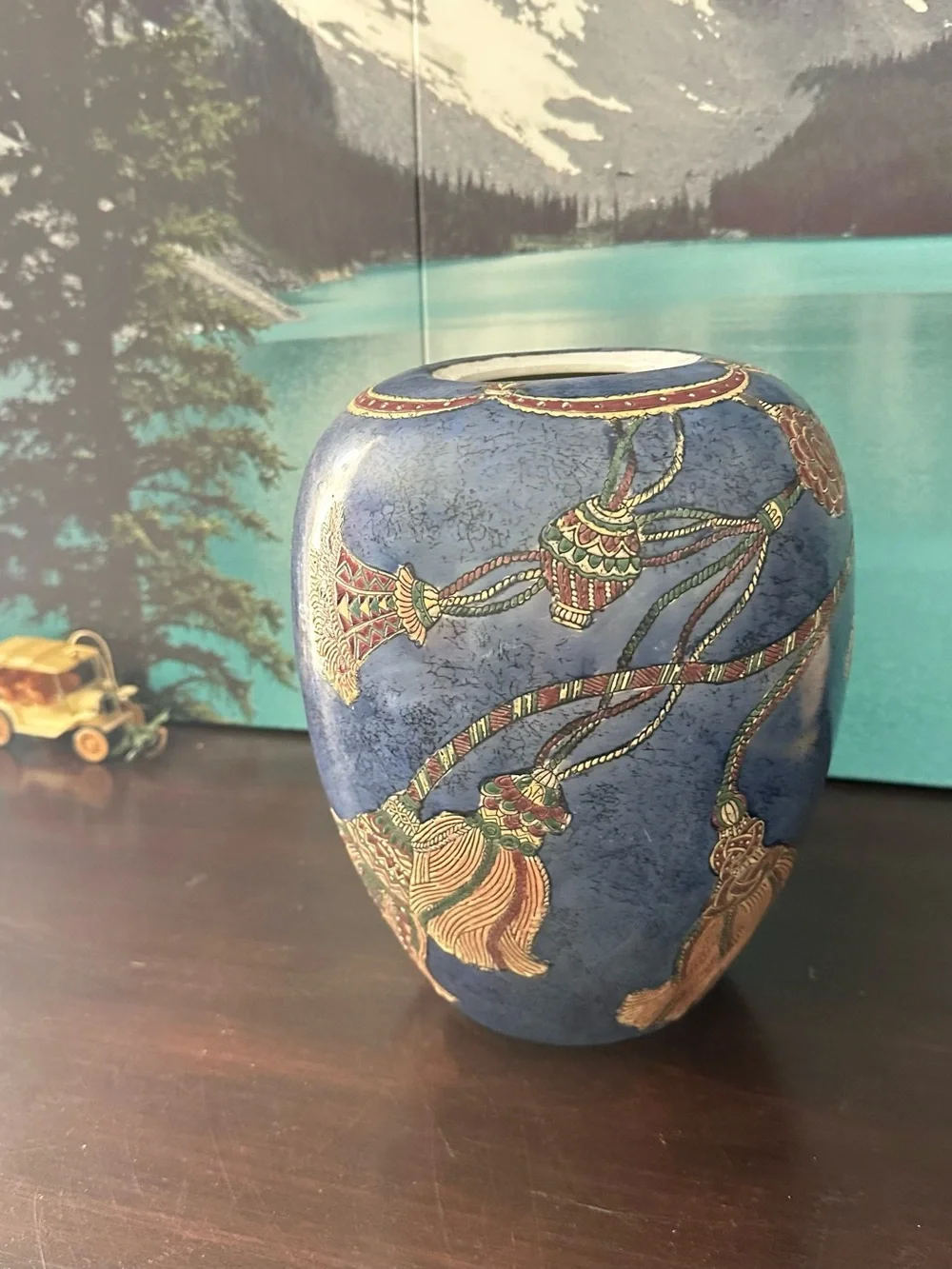 Blue Floral Ceramic Vase - Brand: